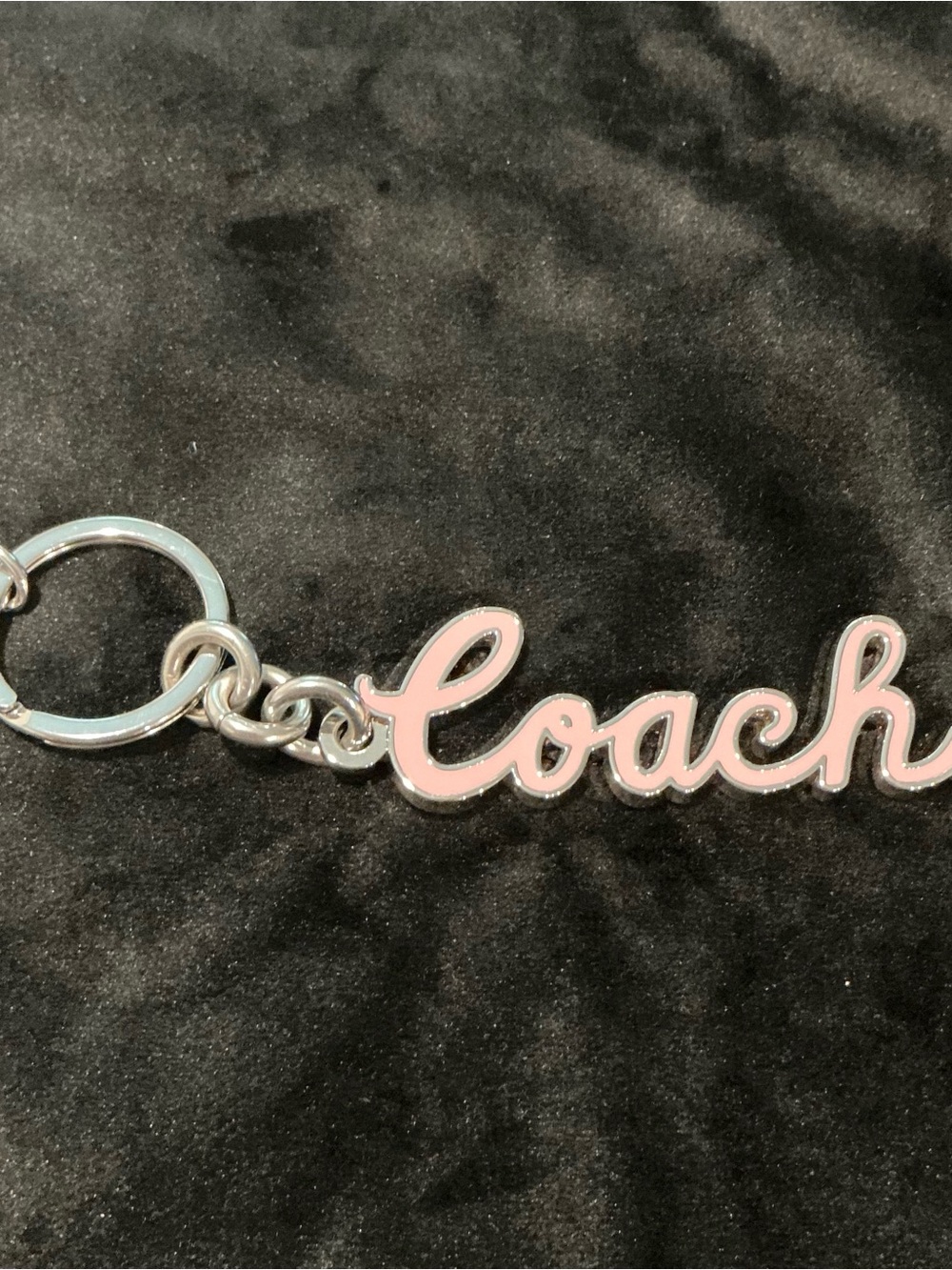 Coach Script Keyring in Light Pink and Silver-Tone